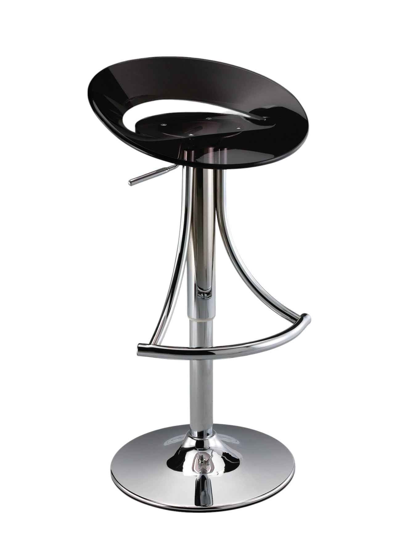 Black and Silver Metal and Heavy Duty Plastic Low Back Adjustable Height Bar Chair