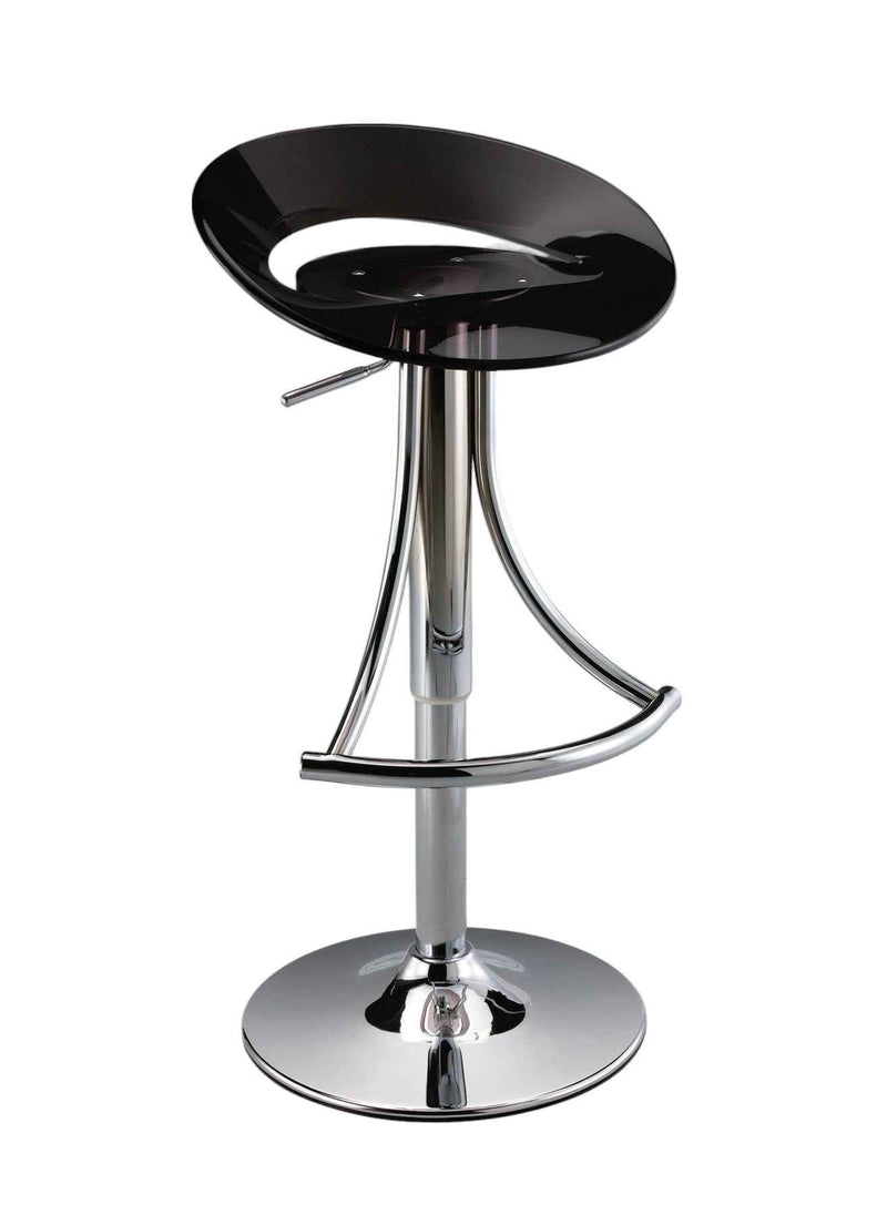 Black and Silver Metal and Heavy Duty Plastic Low Back Adjustable Height Bar Chair