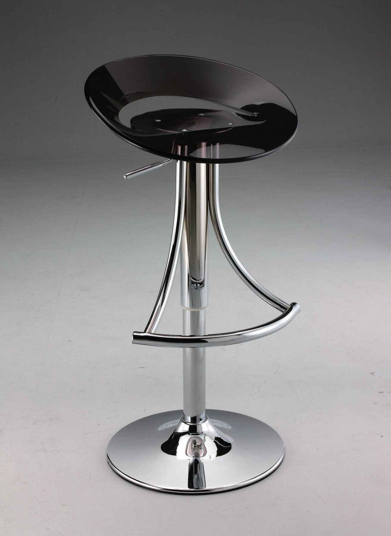 Black and Silver Metal and Heavy Duty Plastic Low Back Adjustable Height Bar Chair