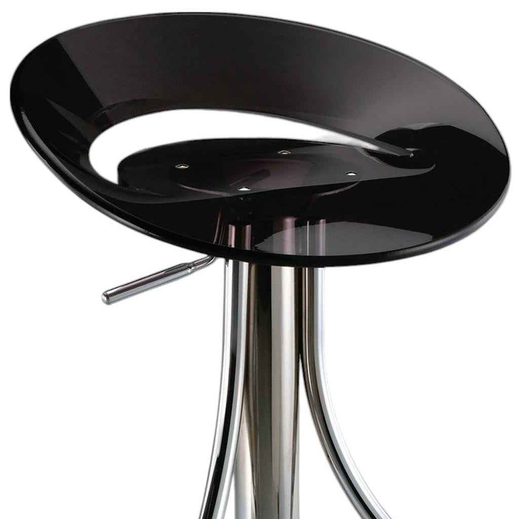 Black and Silver Metal and Heavy Duty Plastic Low Back Adjustable Height Bar Chair