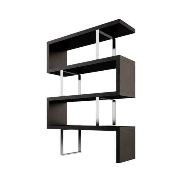 67" Black And Silver Metal and Wood Three Tier Etagere Bookcase Default Title