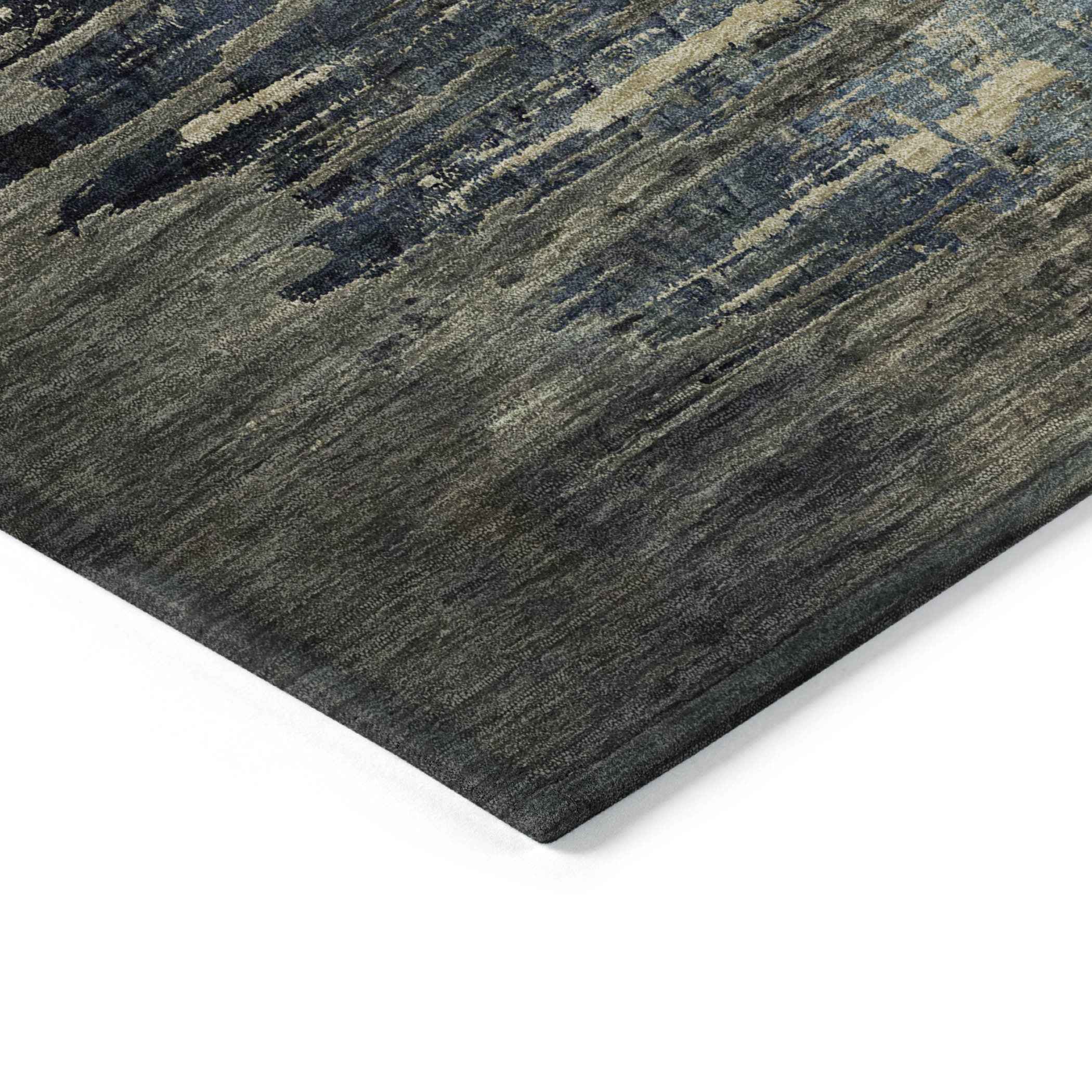 5' X 8' Coffee Abstract Washable Indoor Outdoor Area Rug