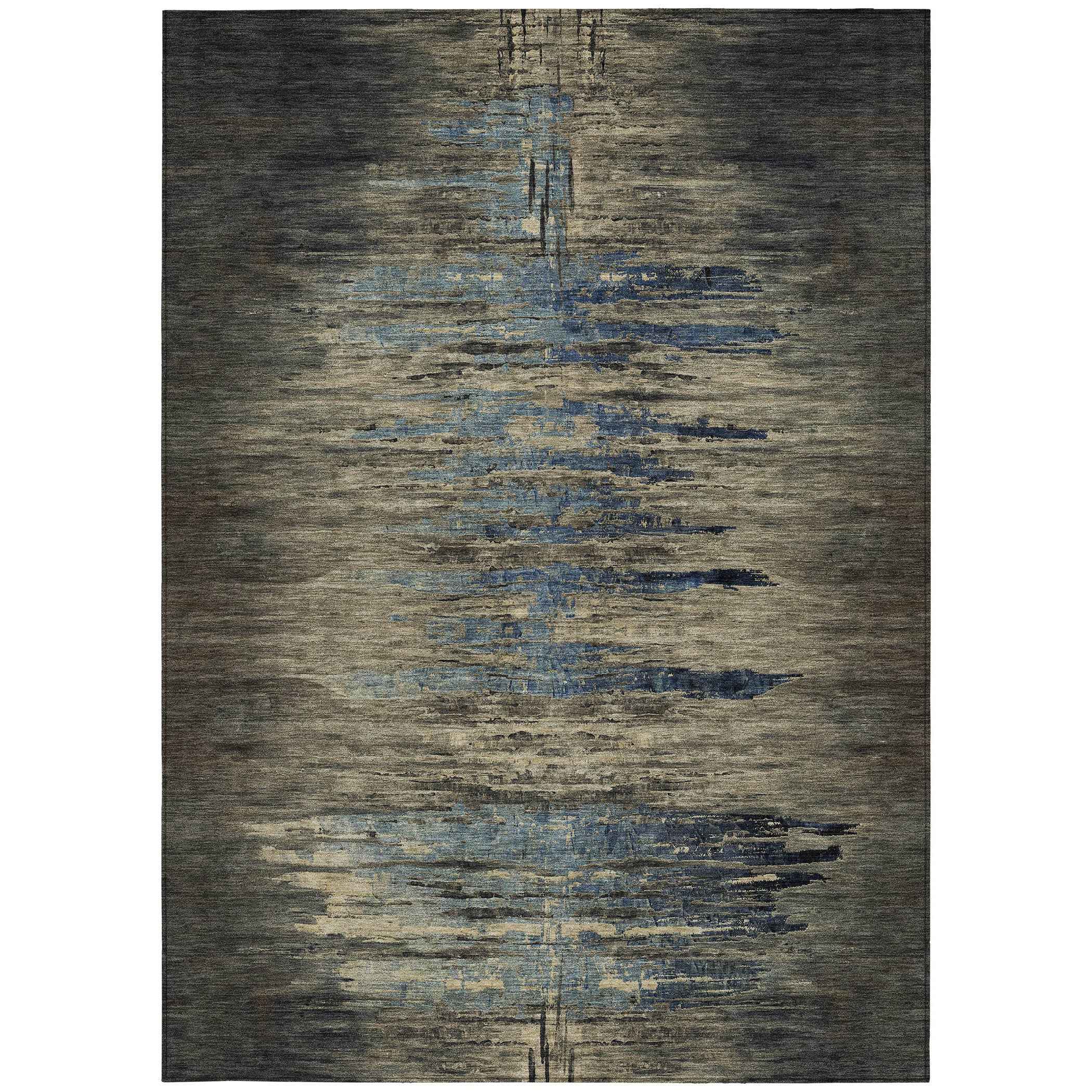 5' X 8' Coffee Abstract Washable Indoor Outdoor Area Rug