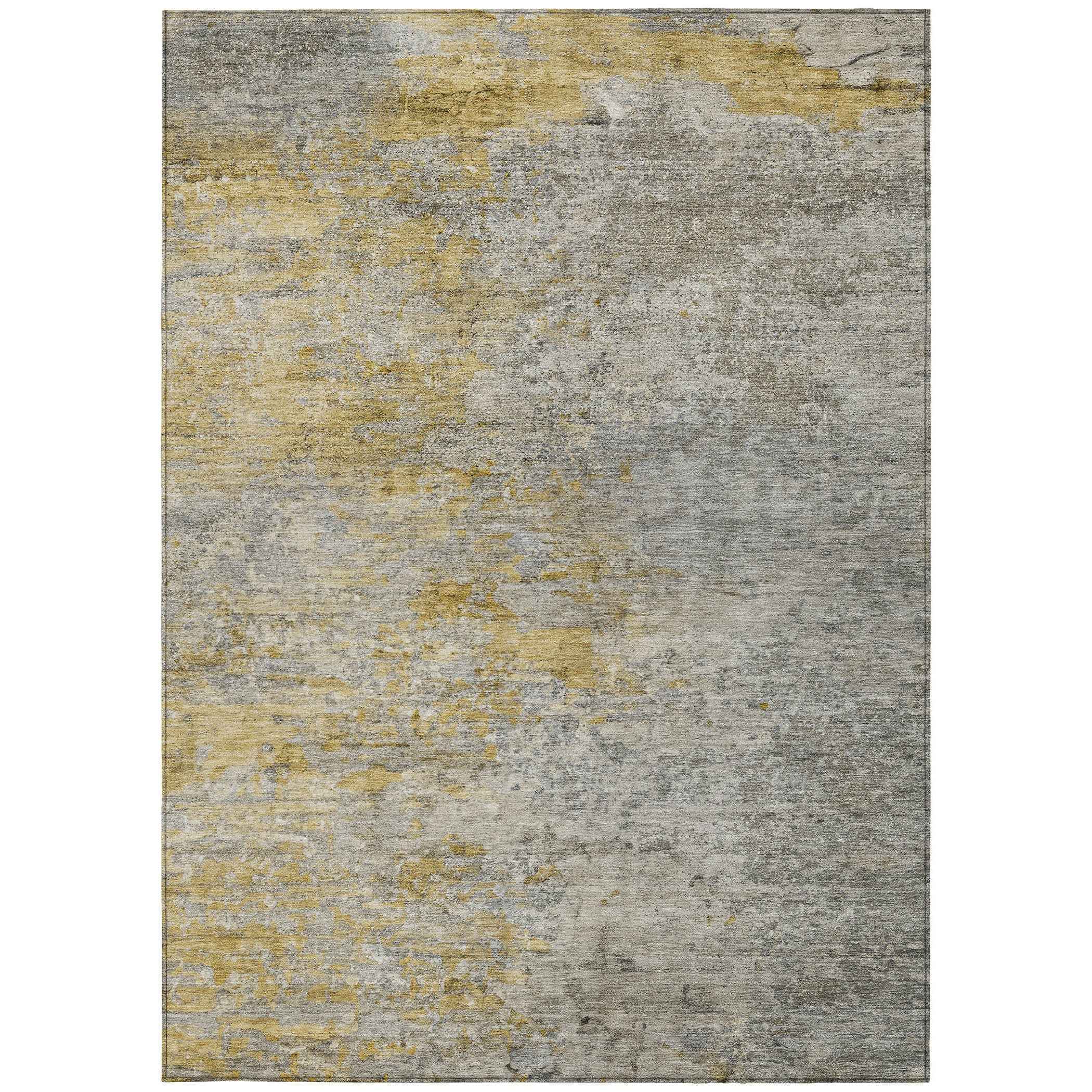 3' X 5' Gray Abstract Washable Indoor Outdoor Area Rug