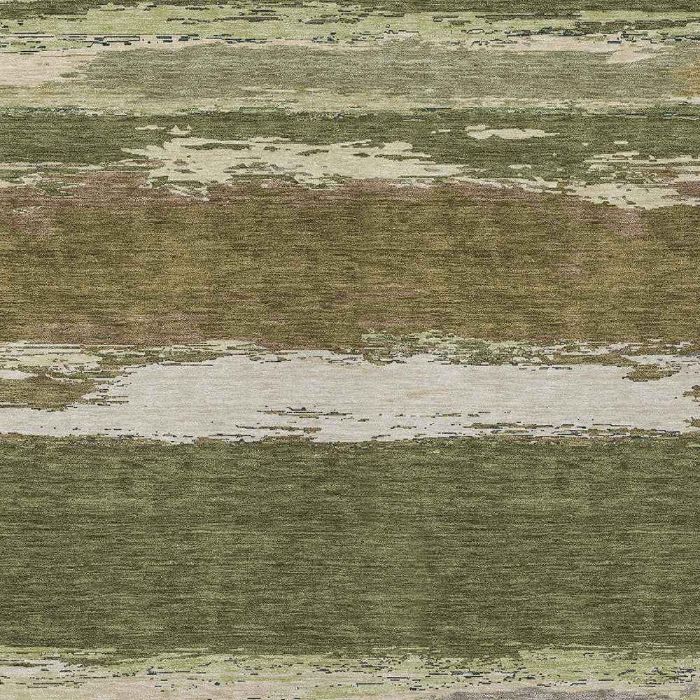 5' X 8' Olive Green Abstract Washable Indoor Outdoor Area Rug