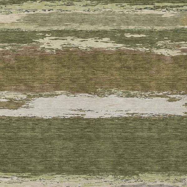 5' X 8' Olive Green Abstract Washable Indoor Outdoor Area Rug