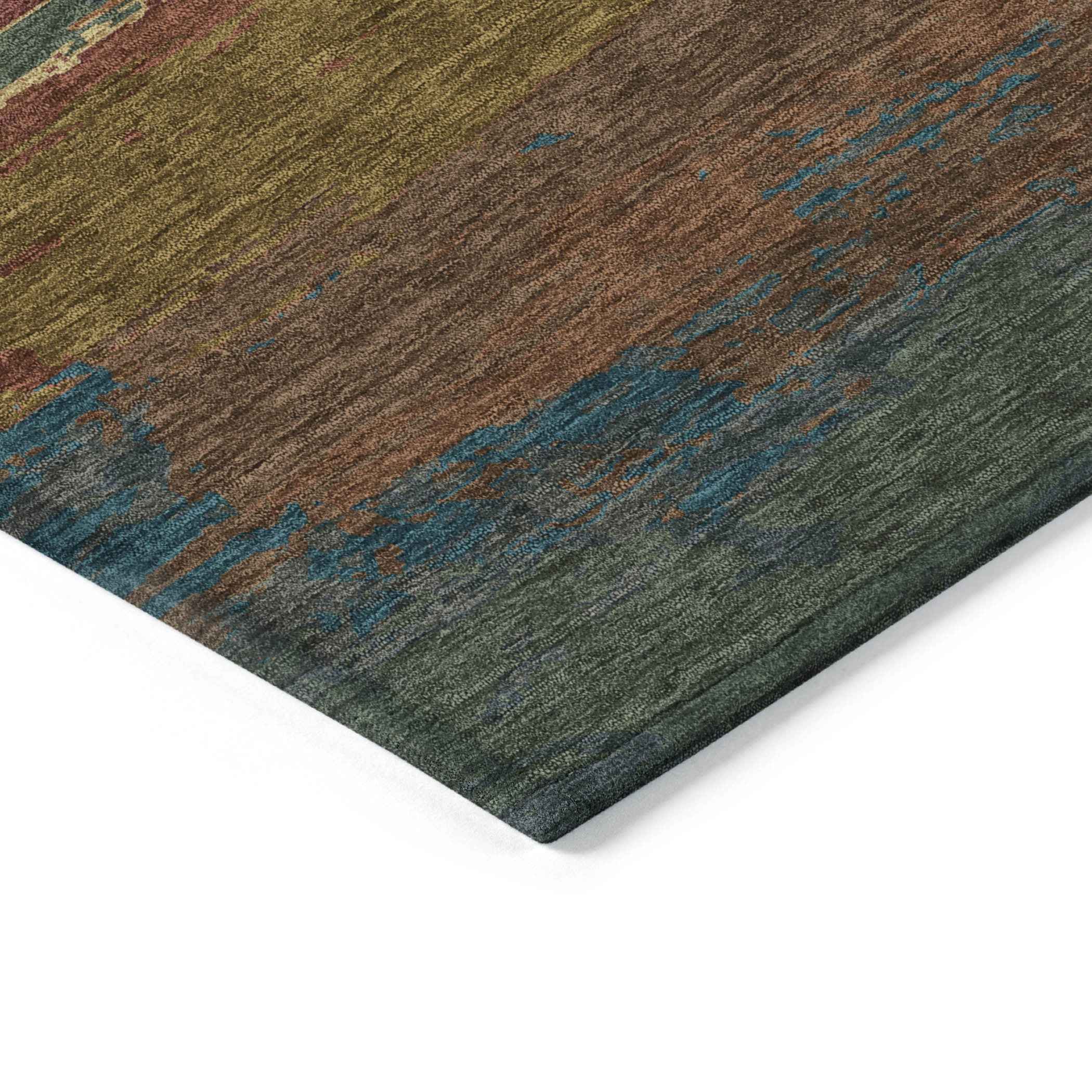 9' X 12' Terra Cotta Abstract Washable Indoor Outdoor Area Rug