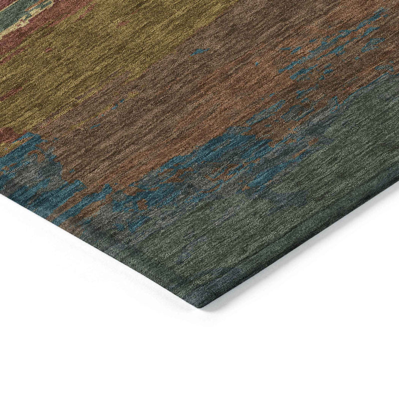 9' X 12' Terra Cotta Abstract Washable Indoor Outdoor Area Rug