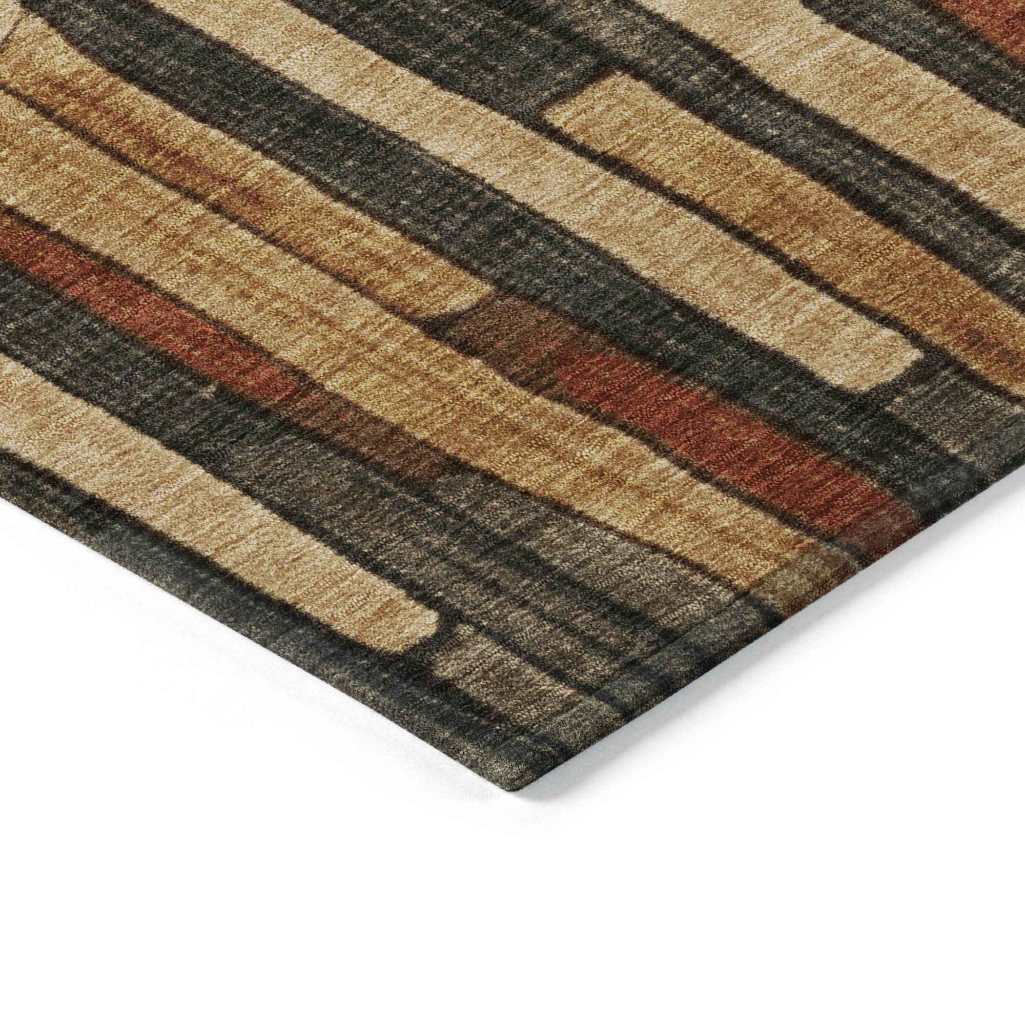 3' X 5' Coffee And Brown Striped Washable Indoor Outdoor Area Rug