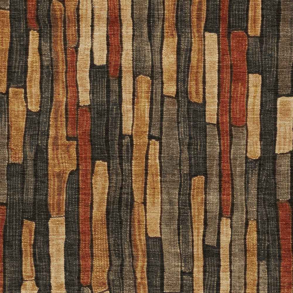 3' X 5' Coffee And Brown Striped Washable Indoor Outdoor Area Rug