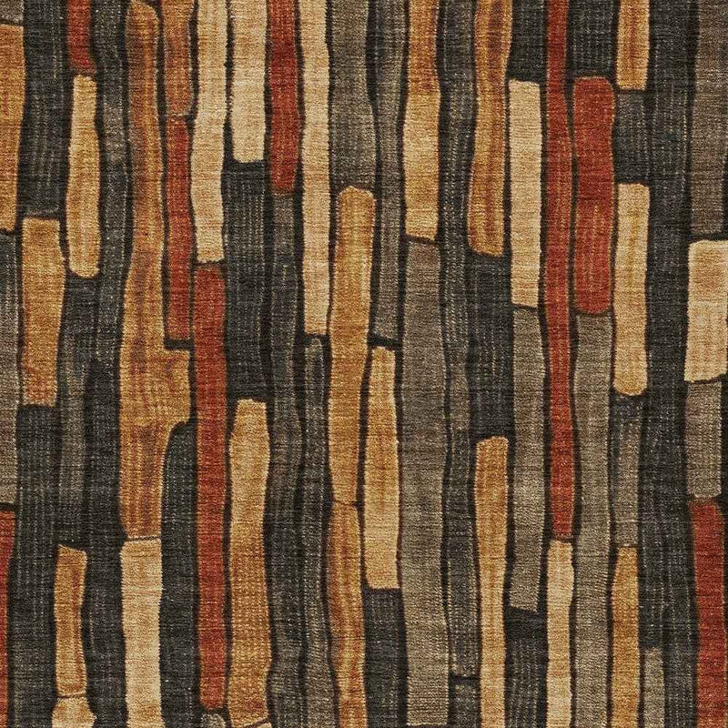 3' X 5' Coffee And Brown Striped Washable Indoor Outdoor Area Rug