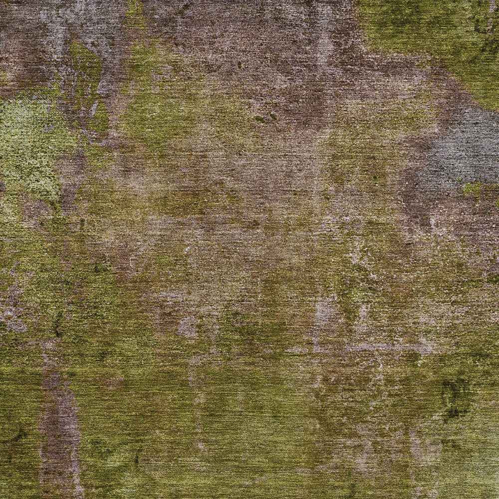 5' X 8' Green Abstract Washable Indoor Outdoor Area Rug