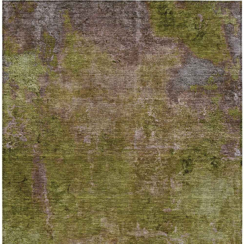5' X 8' Green Abstract Washable Indoor Outdoor Area Rug