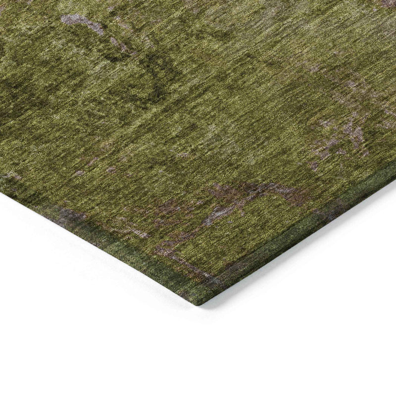 5' X 8' Green Abstract Washable Indoor Outdoor Area Rug