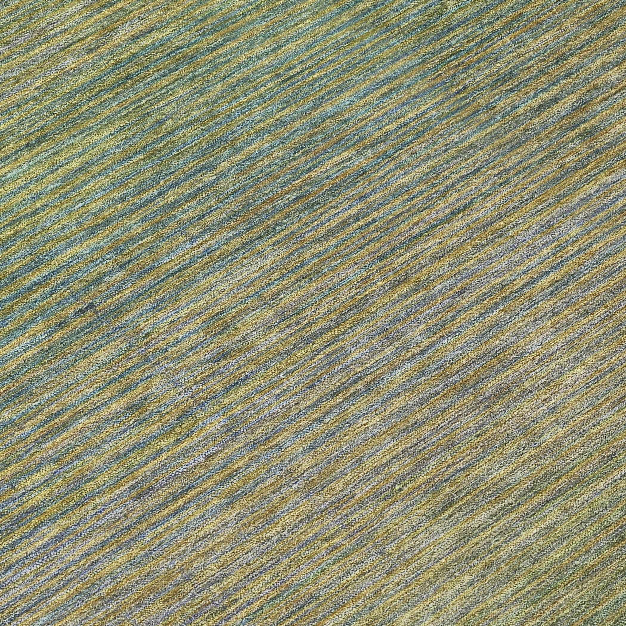 8' Fern Green Round Striped Washable Indoor Outdoor Area Rug