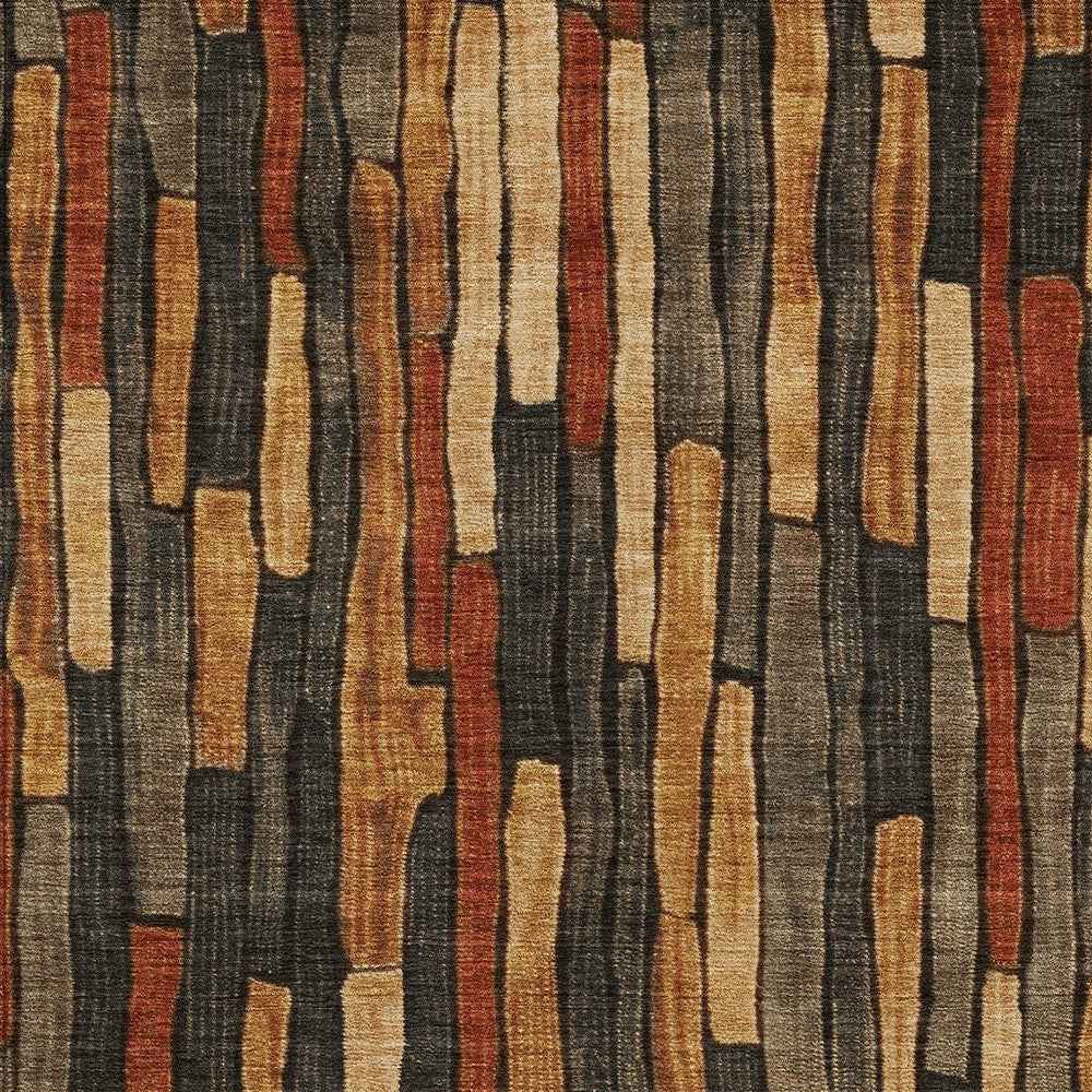 8' X 10' Coffee And Brown Striped Washable Indoor Outdoor Area Rug