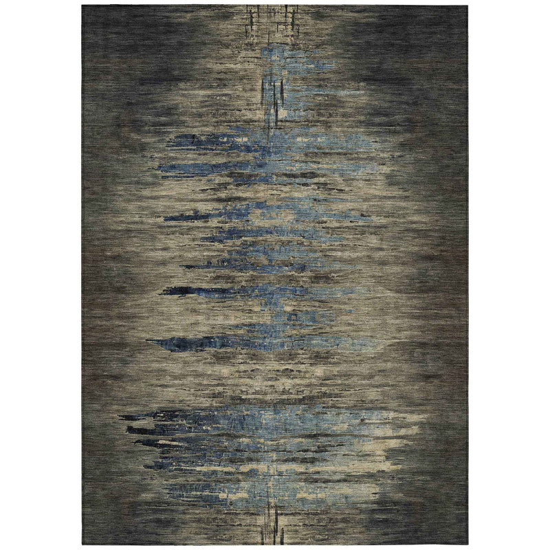 9' X 12' Coffee Abstract Washable Indoor Outdoor Area Rug