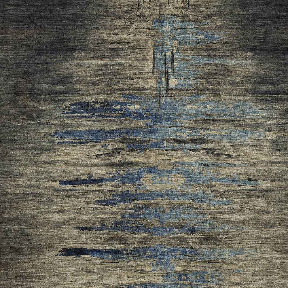 9' X 12' Coffee Abstract Washable Indoor Outdoor Area Rug