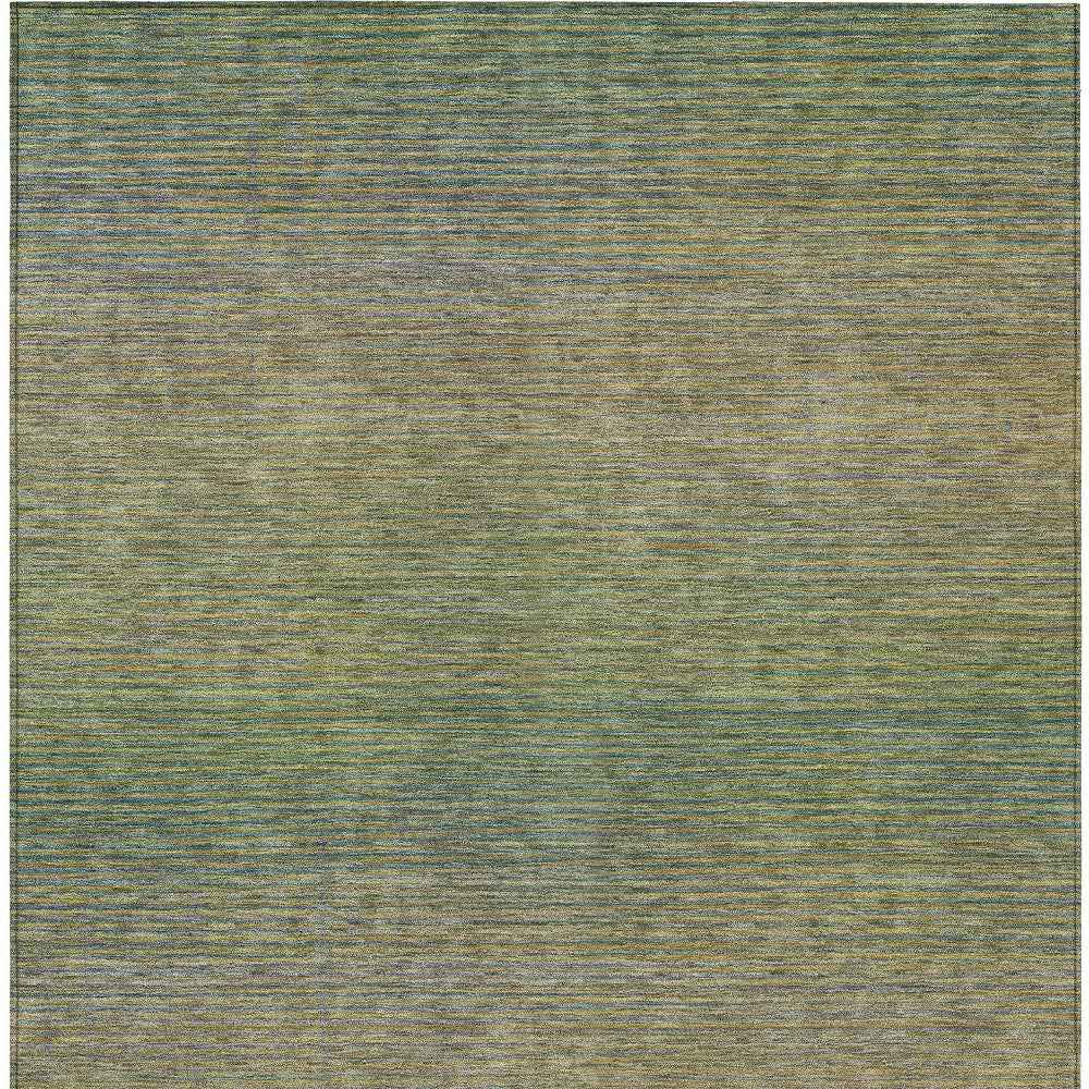 5' X 8' Fern Green Striped Washable Indoor Outdoor Area Rug