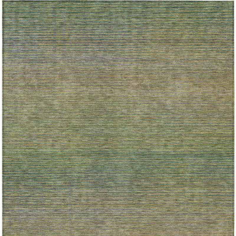 5' X 8' Fern Green Striped Washable Indoor Outdoor Area Rug