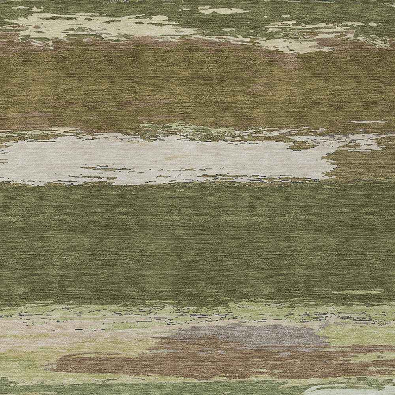 9' X 12' Olive Green Abstract Washable Indoor Outdoor Area Rug