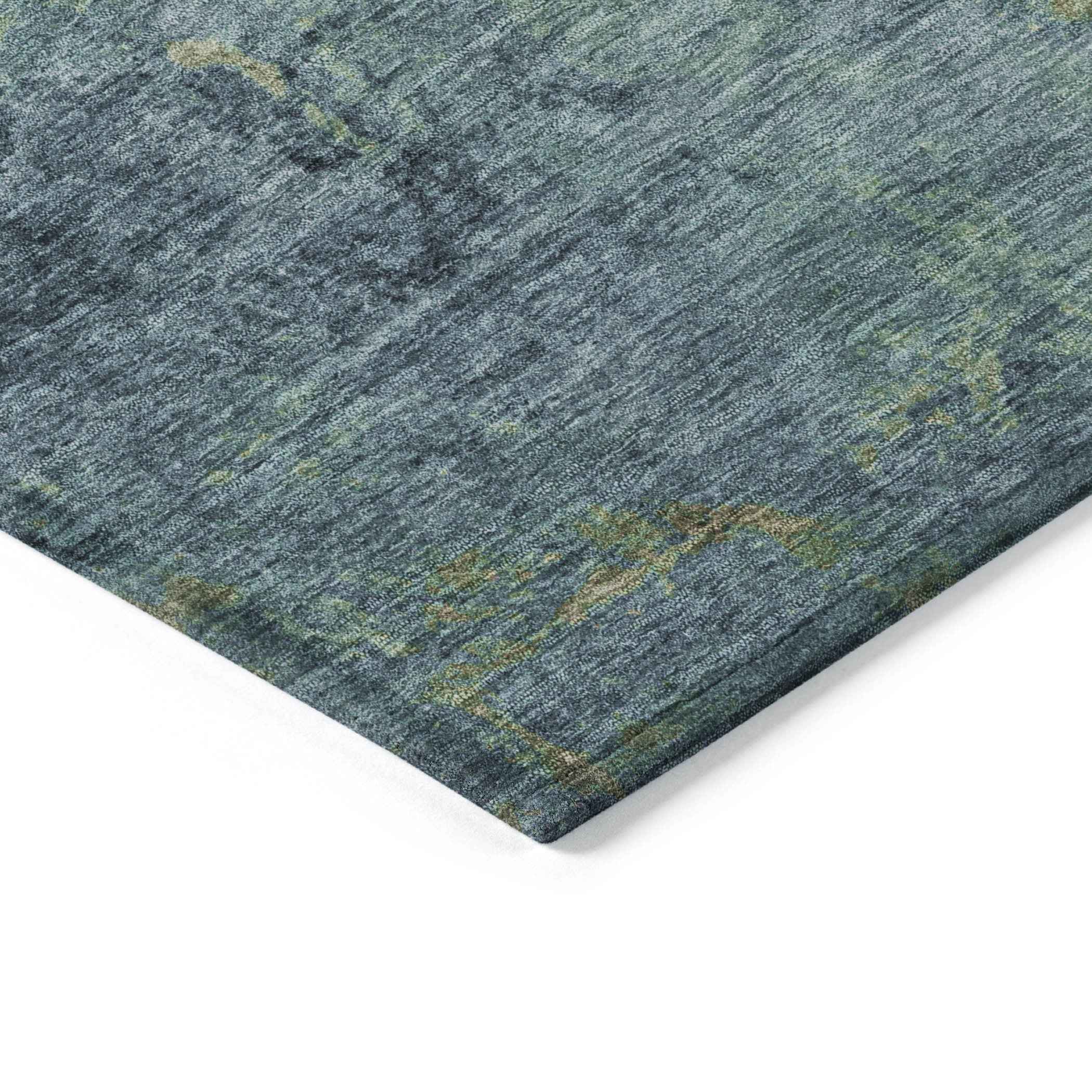 9' X 12' Blue Abstract Washable Indoor Outdoor Area Rug
