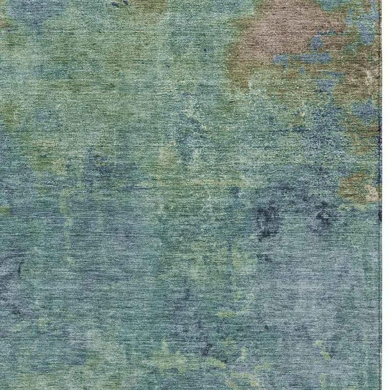 9' X 12' Blue Abstract Washable Indoor Outdoor Area Rug