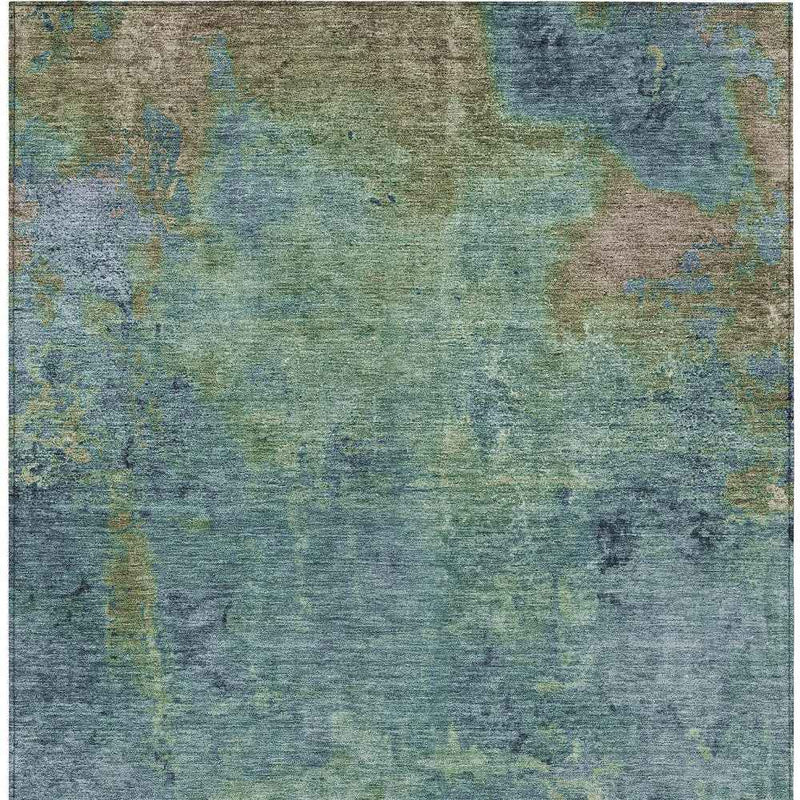 9' X 12' Blue Abstract Washable Indoor Outdoor Area Rug