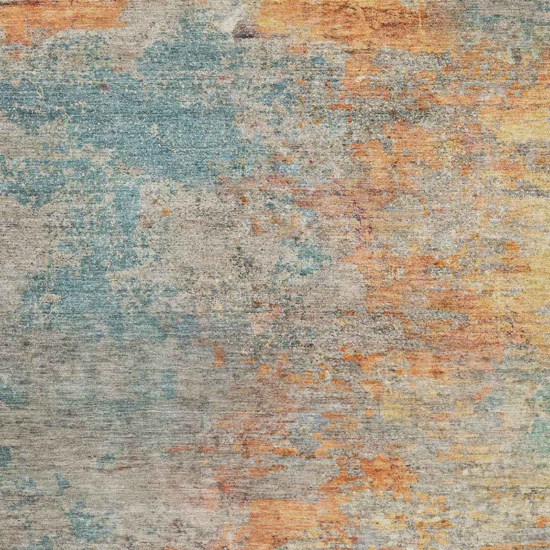 5' X 8' Teal Blue Abstract Washable Indoor Outdoor Area Rug