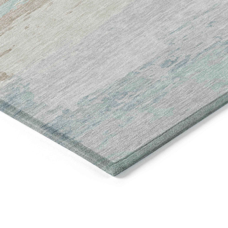 8' Ivory Round Abstract Washable Indoor Outdoor Area Rug