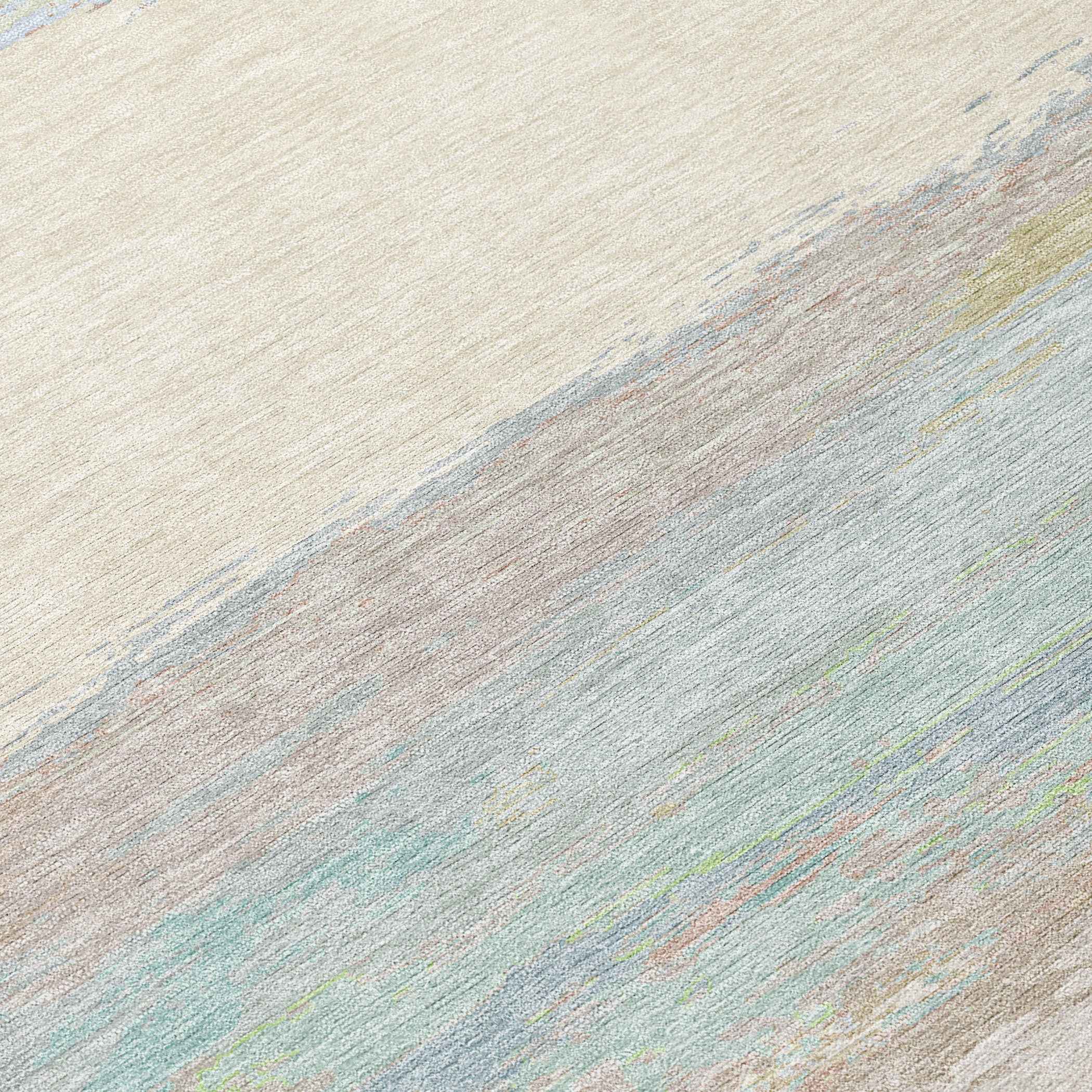 8' Ivory Round Abstract Washable Indoor Outdoor Area Rug