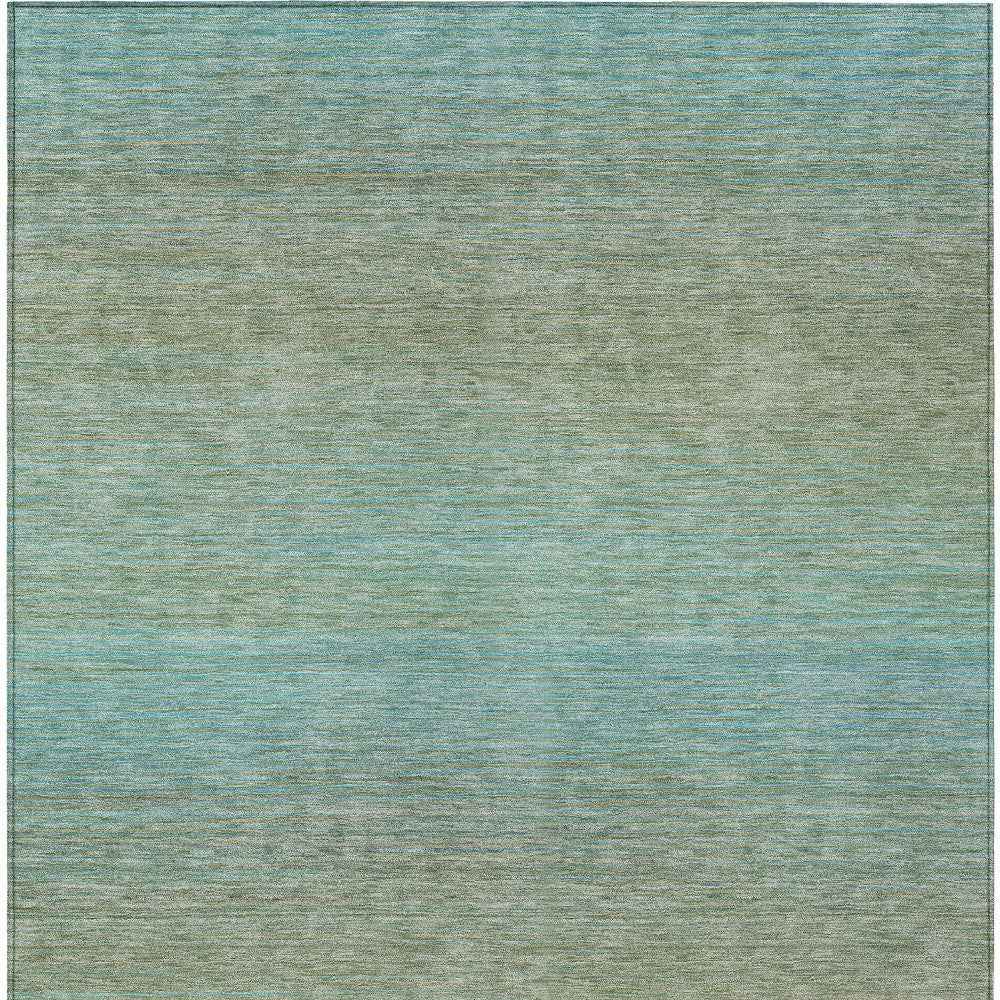 5' X 8' Teal Blue Striped Washable Indoor Outdoor Area Rug
