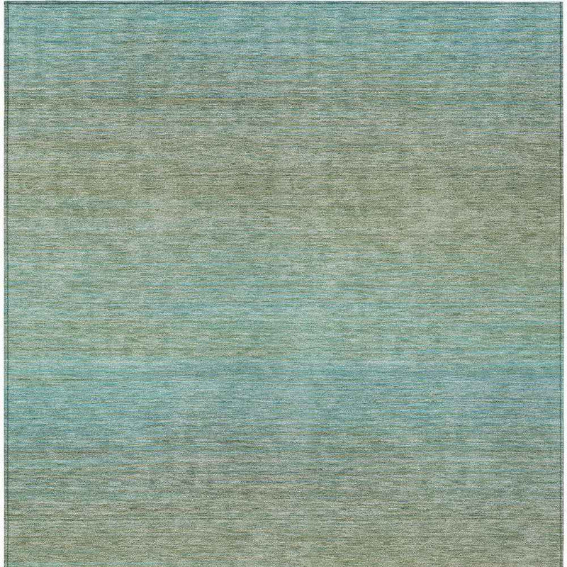 5' X 8' Teal Blue Striped Washable Indoor Outdoor Area Rug