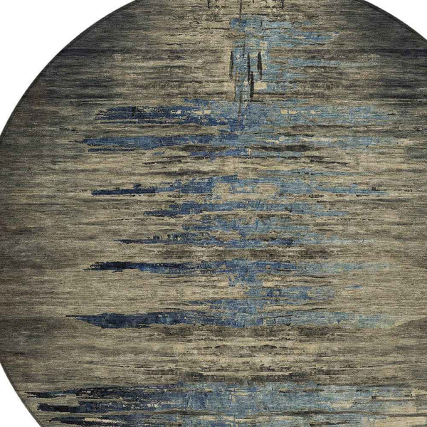 8' Coffee Round Abstract Washable Indoor Outdoor Area Rug