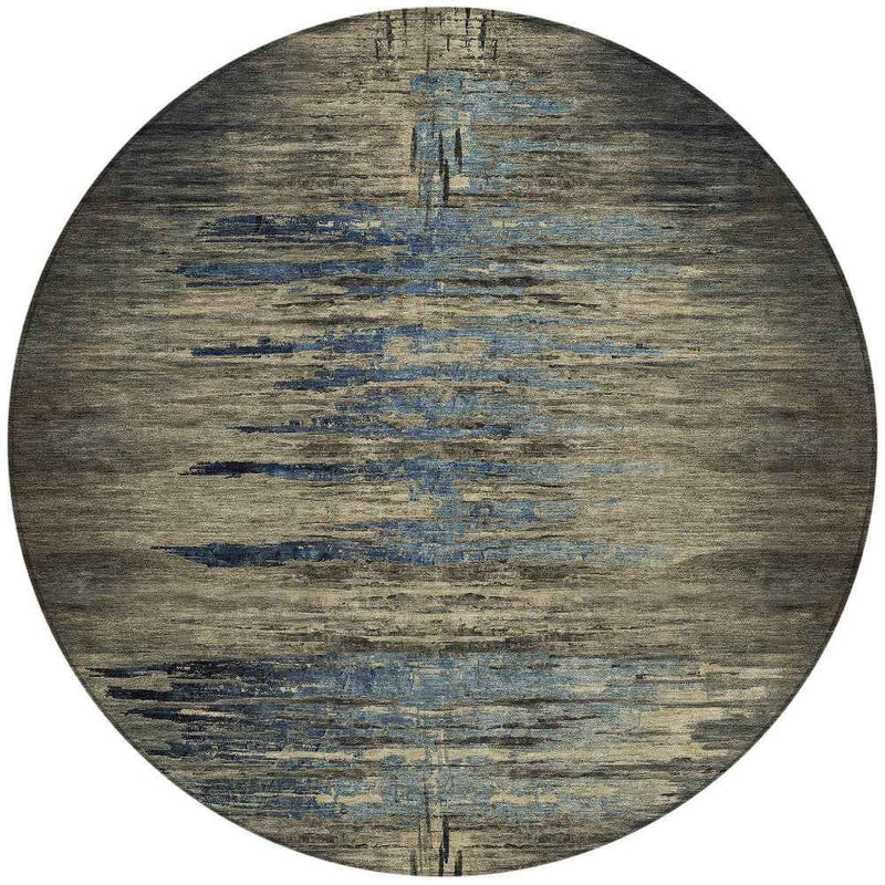 8' Coffee Round Abstract Washable Indoor Outdoor Area Rug