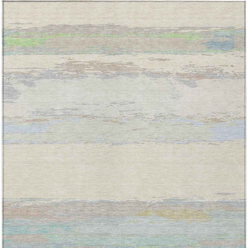 9' X 12' Ivory Abstract Washable Indoor Outdoor Area Rug