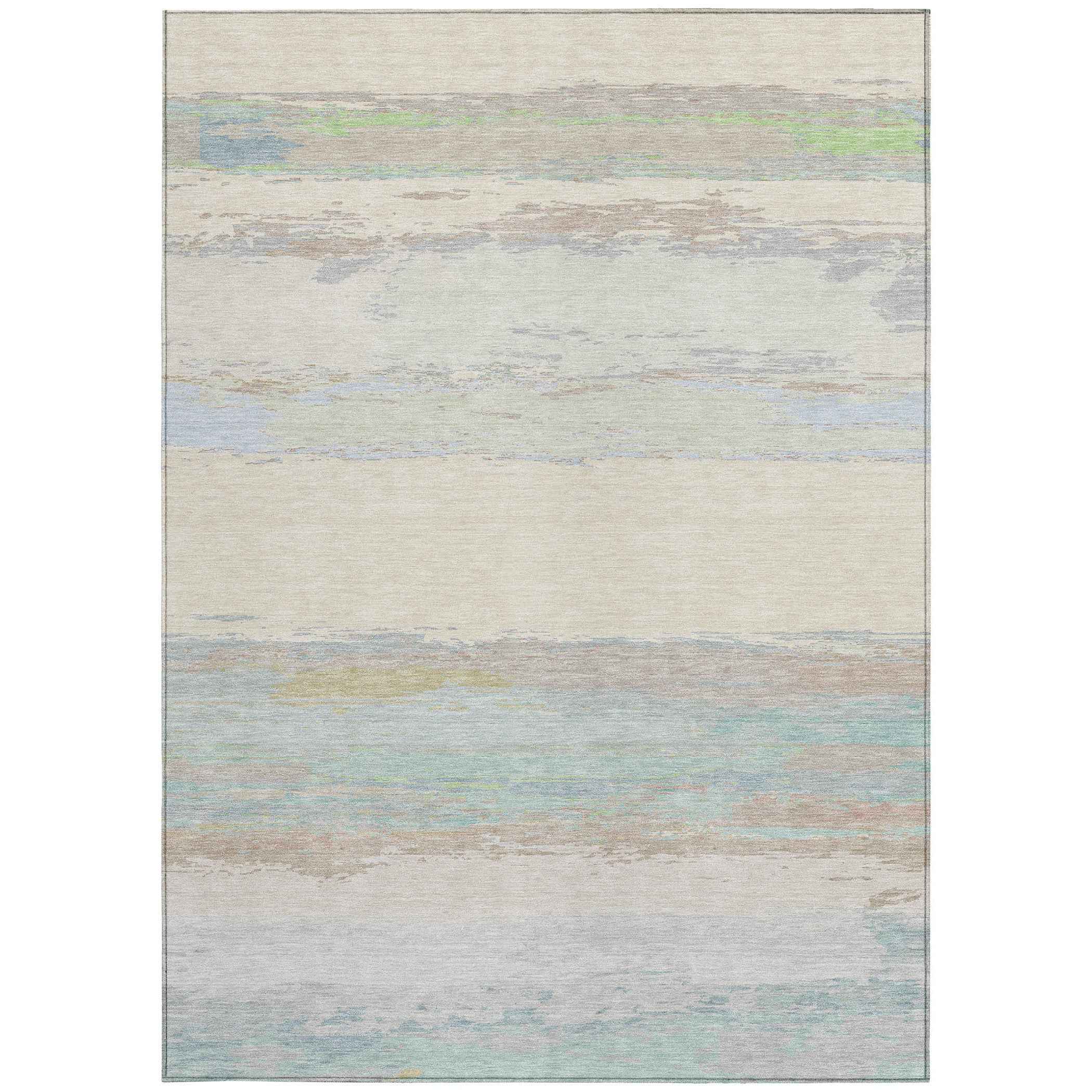 9' X 12' Ivory Abstract Washable Indoor Outdoor Area Rug