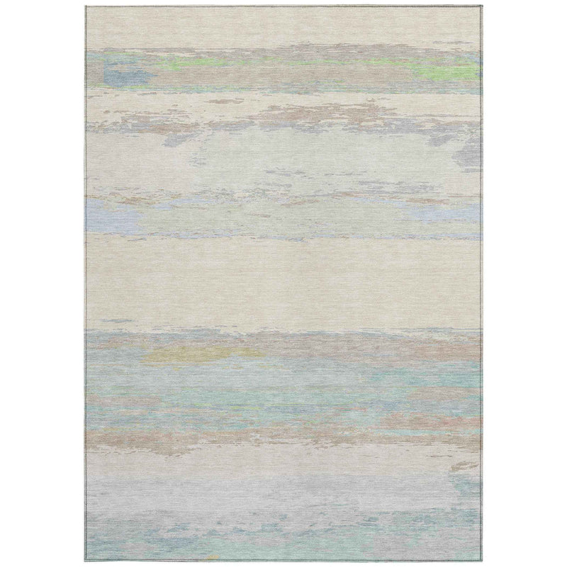 9' X 12' Ivory Abstract Washable Indoor Outdoor Area Rug