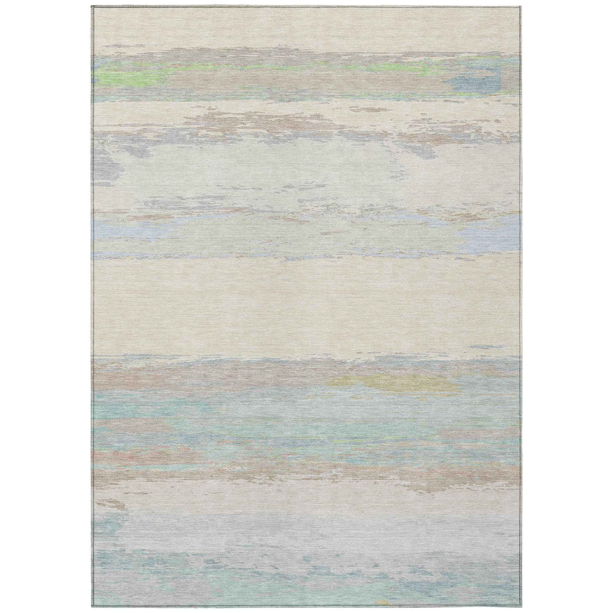 9' X 12' Ivory Abstract Washable Indoor Outdoor Area Rug