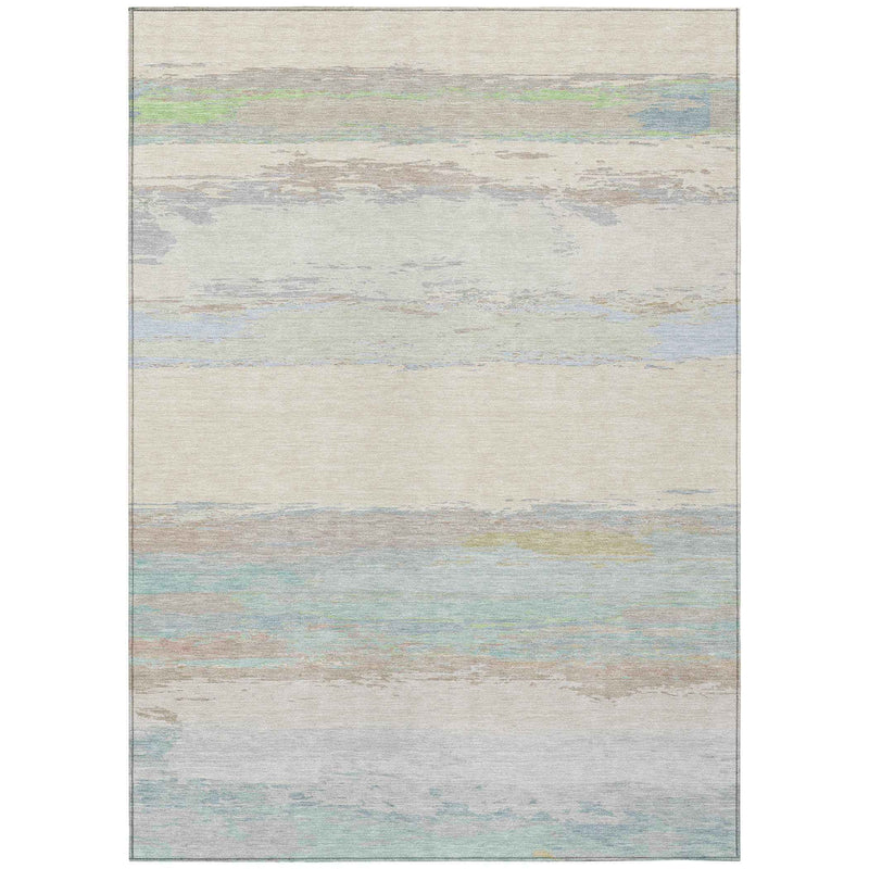 9' X 12' Ivory Abstract Washable Indoor Outdoor Area Rug