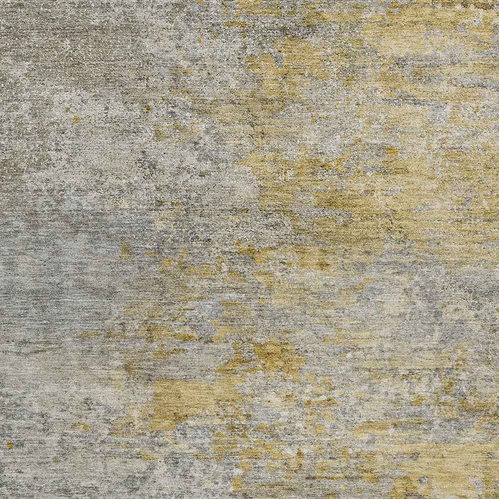 10' X 14' Gray Abstract Washable Indoor Outdoor Area Rug