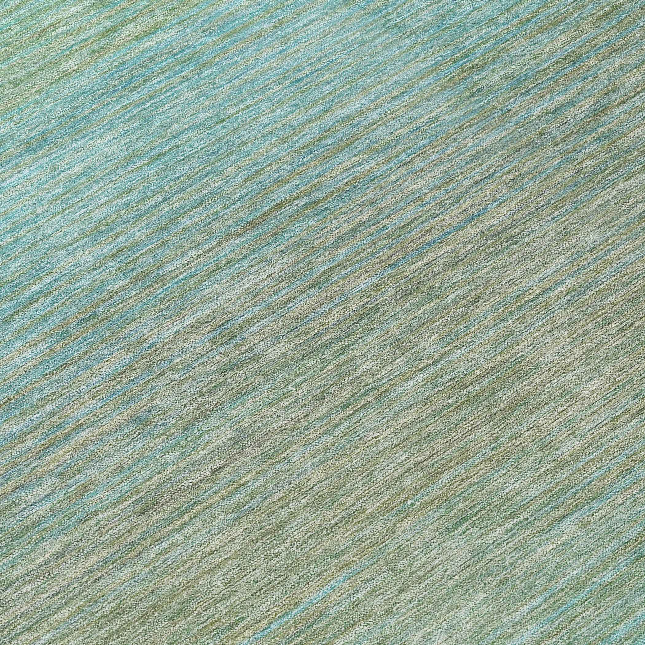 8' Teal Blue Round Striped Washable Indoor Outdoor Area Rug