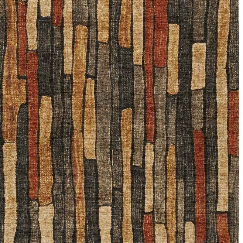 10' X 14' Coffee And Brown Striped Washable Indoor Outdoor Area Rug