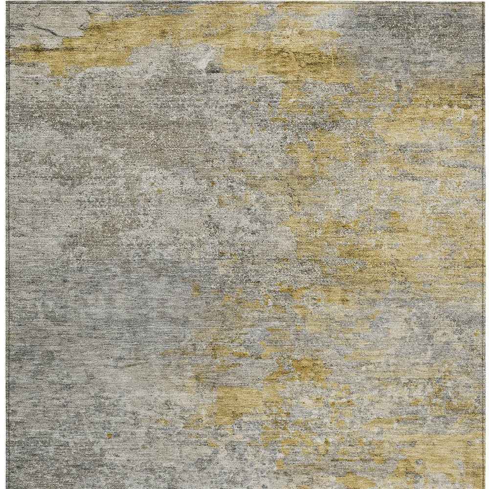 8' X 10' Gray Abstract Washable Indoor Outdoor Area Rug