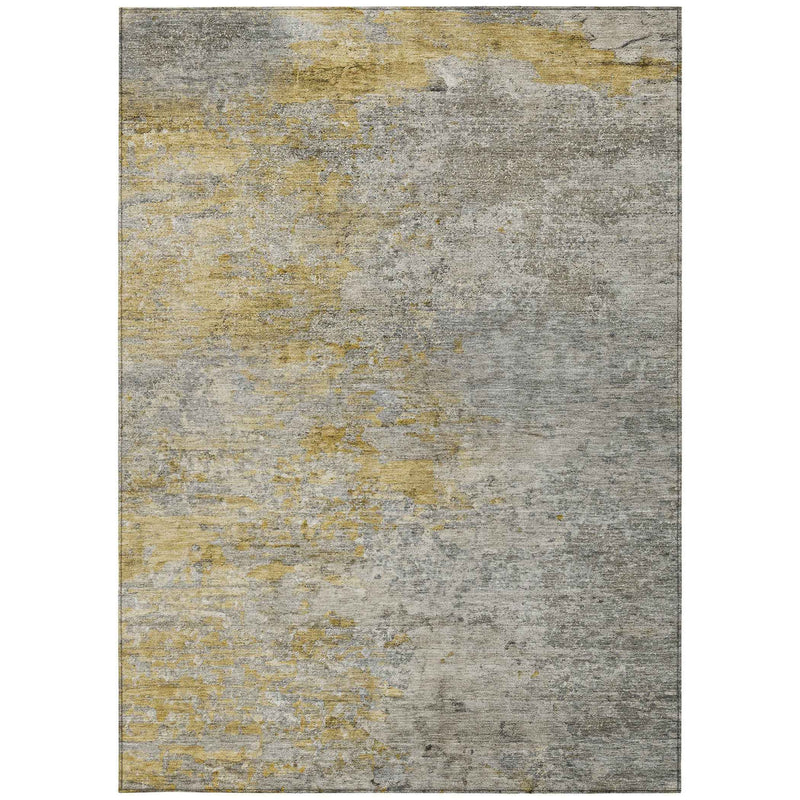 8' X 10' Gray Abstract Washable Indoor Outdoor Area Rug