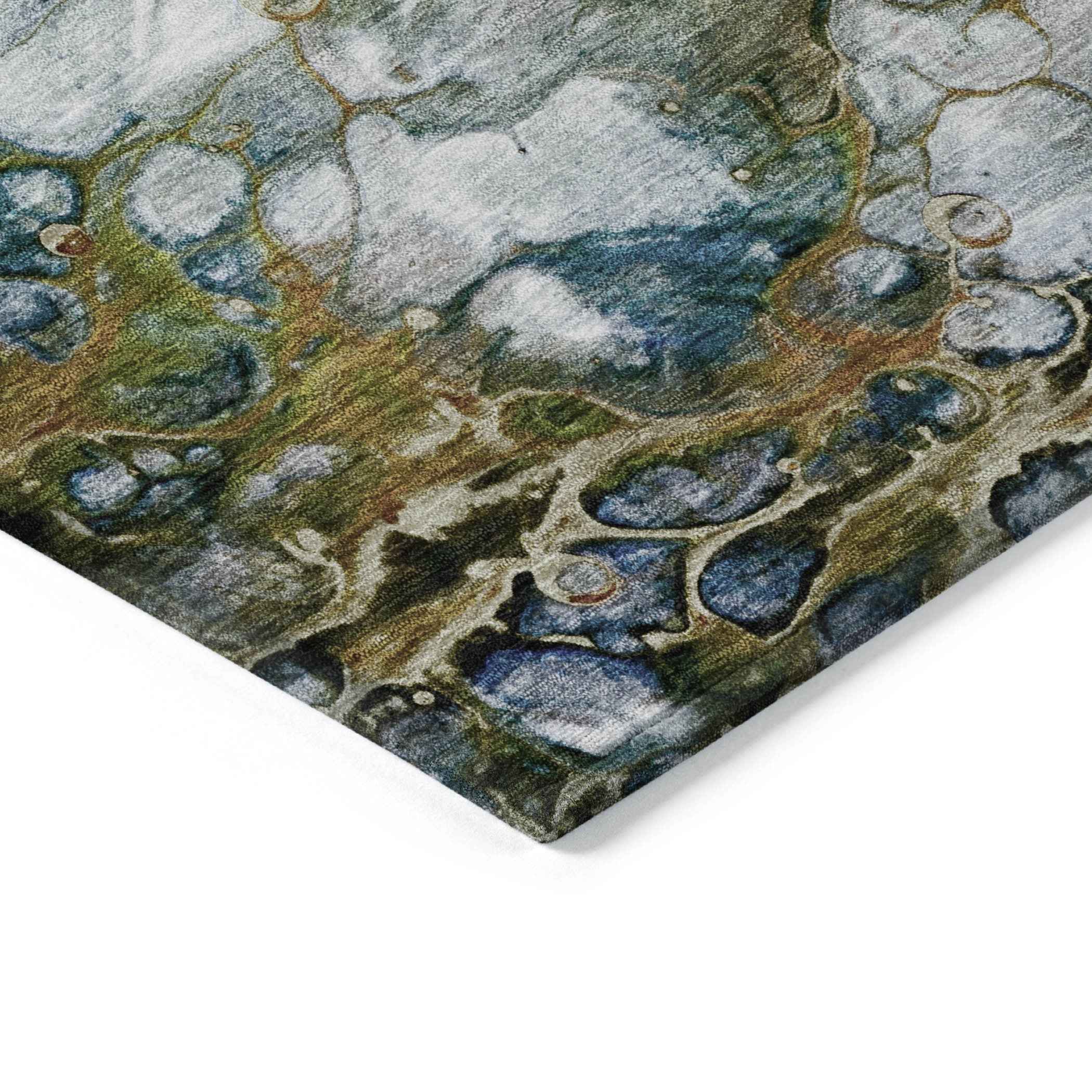 9' X 12' Orange Abstract Washable Indoor Outdoor Area Rug