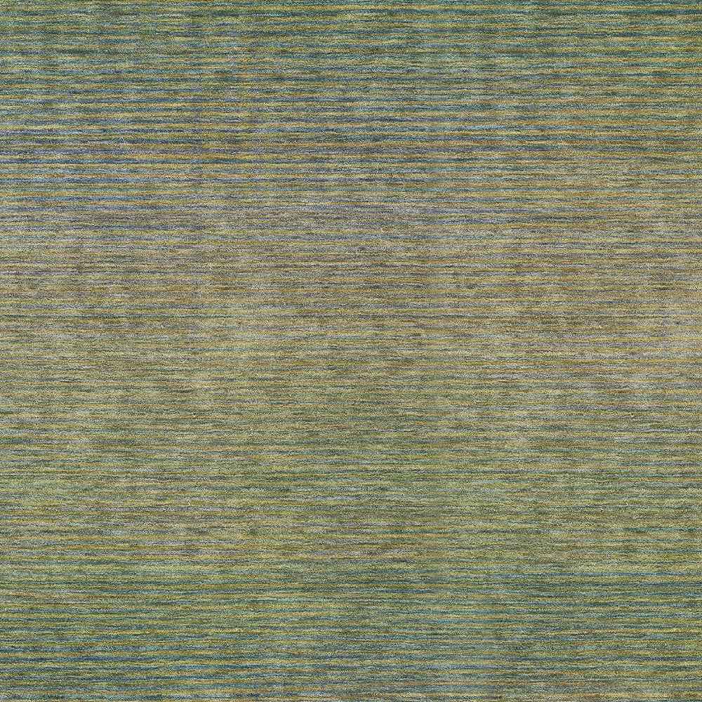 9' X 12' Fern Green Striped Washable Indoor Outdoor Area Rug