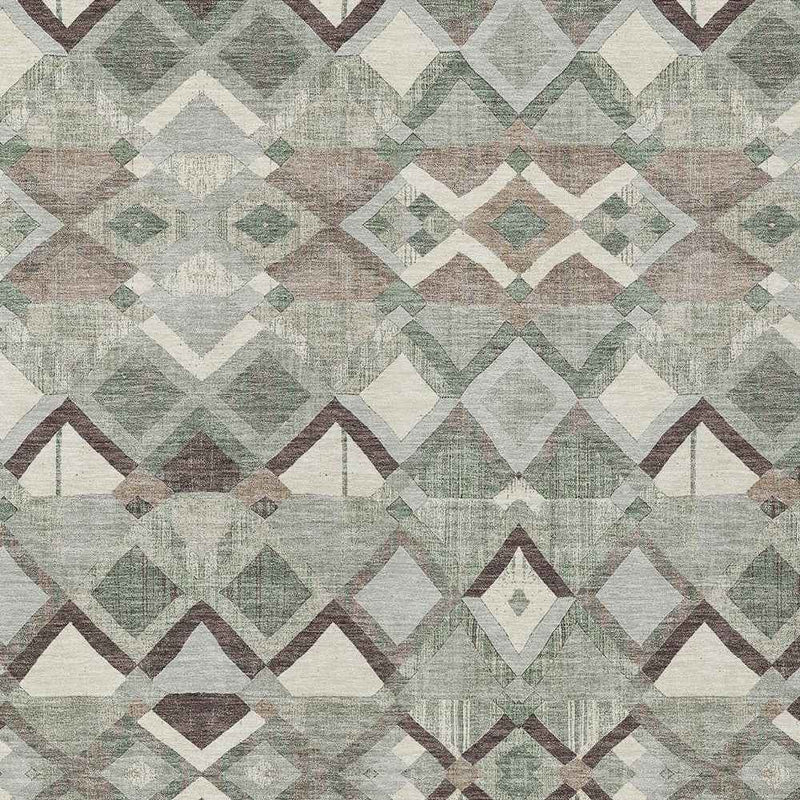 8' X 10' Sage And Off White Geometric Washable Indoor Outdoor Area Rug