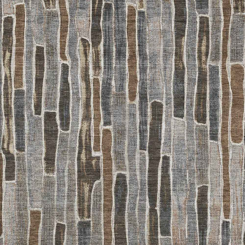 8' X 10' Pewter And Brown Striped Washable Indoor Outdoor Area Rug