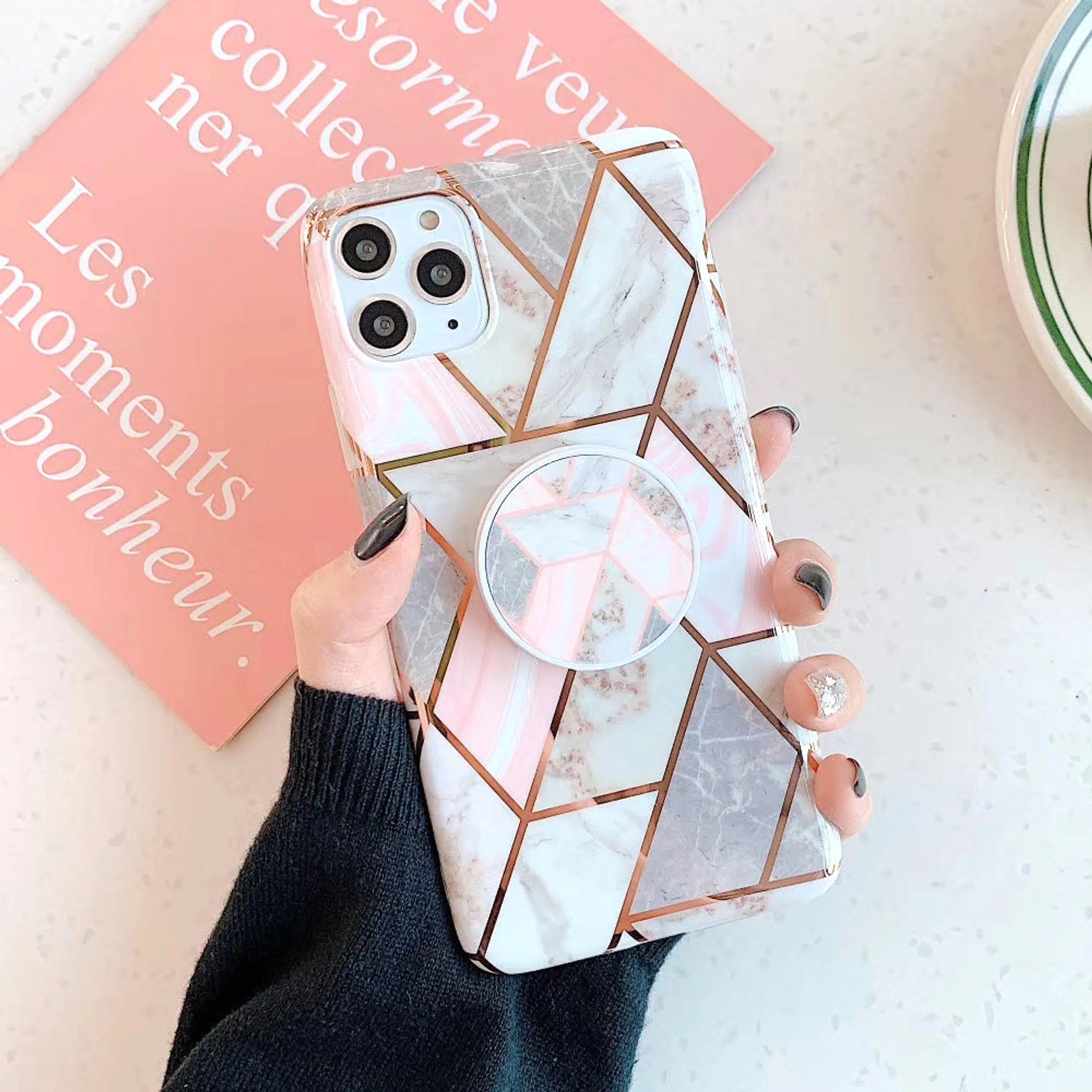 KP KOOL PRODUCTS New Marble Case Compatible with iPhone (12/12 Pro)/12 Pro Max, Geometric Marble Case Hard PC Bumper Protective & Shockproof Shell Cover Kool Products